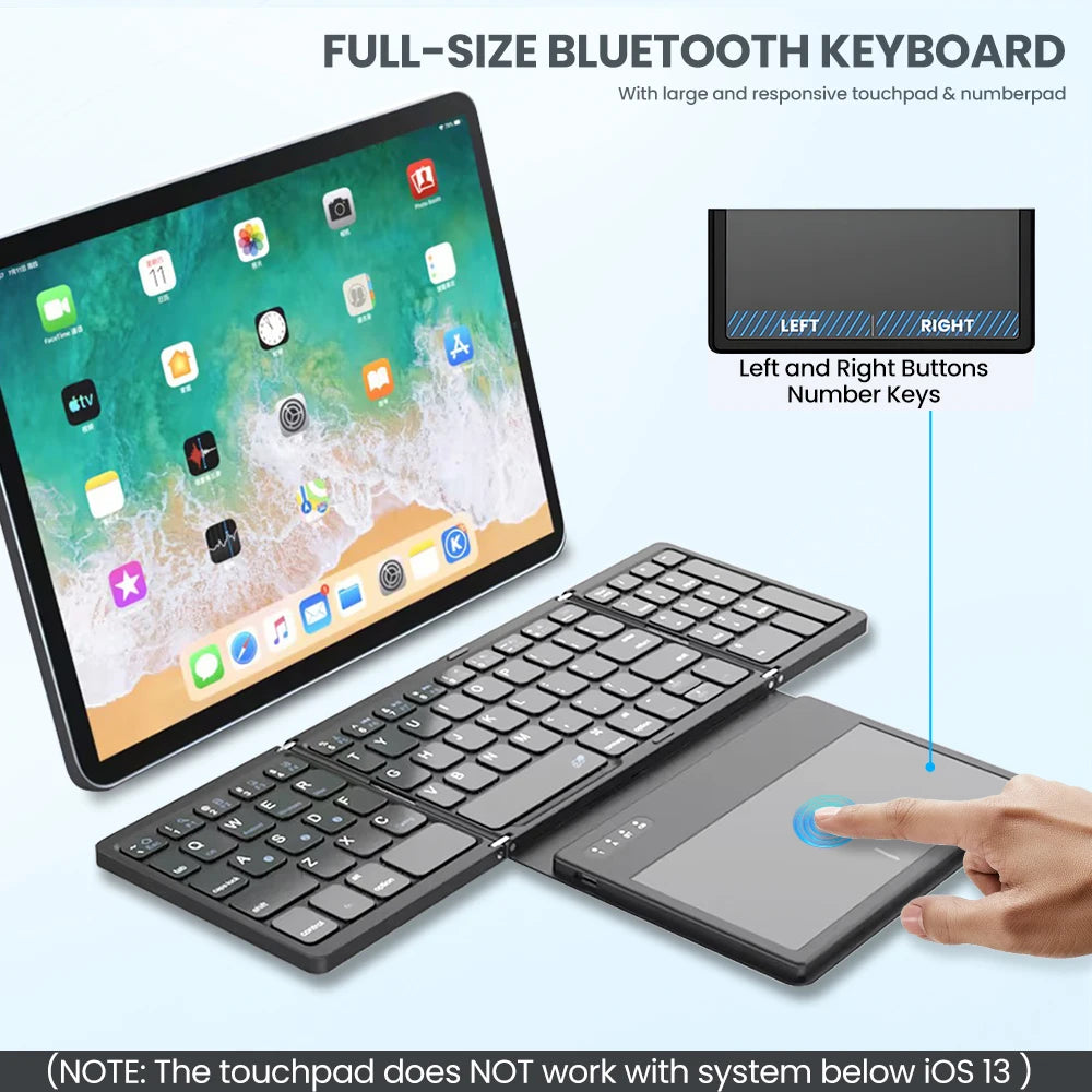 AVATTO Portable Quadruple Folding Wireless Bluetooth keyboard with