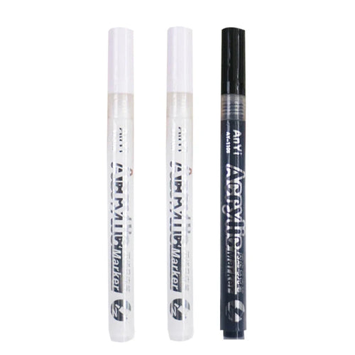 3Pcs/set Acrylic Markers Paint Pen Black/White/Gold/Silver for Rock