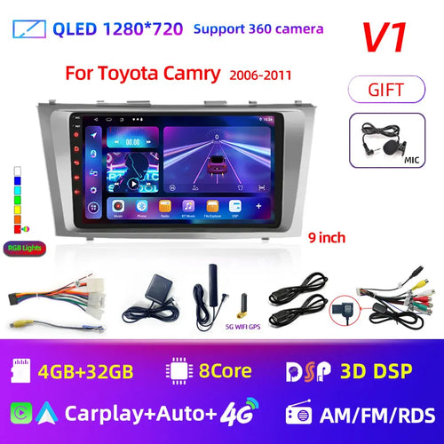 2din 9" 4G Carplay Android 12 Car Radio Multimedia Video Player For