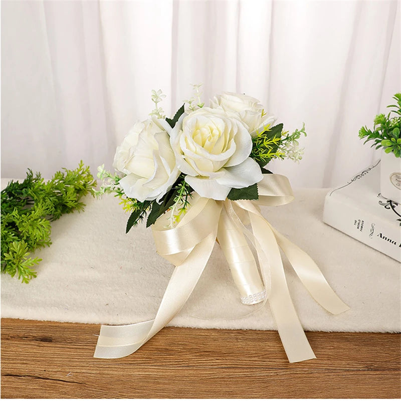 Bridal Flower Bouquet Wedding Supplies Artificial Silk Rose Peony