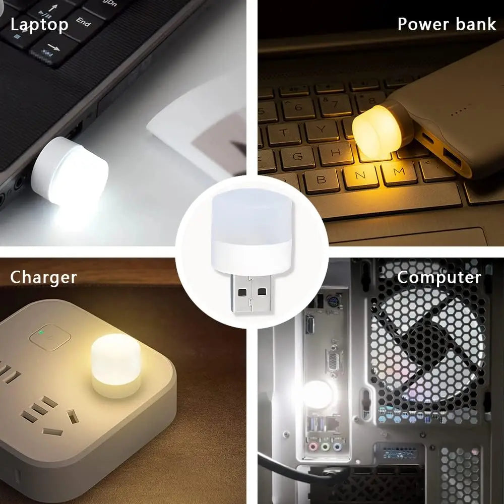 1/10Pcs Mini USB Night Light Warm White Eye Protection Book Reading