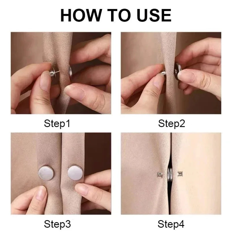 4/8Pairs Curtain Magnetic Button Detachable Curtain Fix Fastener Clip