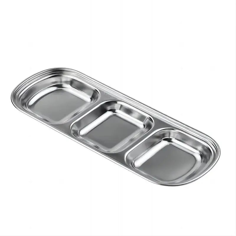 304 Stainless Steel 3-compartment Dip Tray Seasoning Sauce Seasoning