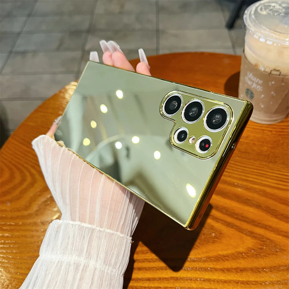 Gold Mirror Case for Samsung Galaxy S23 S22 S21 S24 Ultra Plus S23 S21