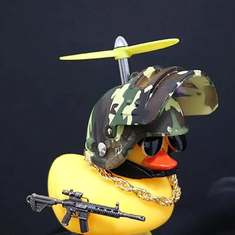 Broken Wind Rubber Duck Motor Accessories Yellow Duck with Helmet Auto