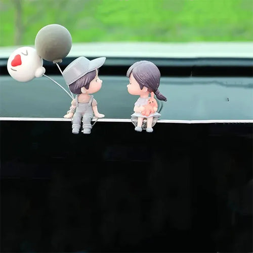 Car Ornaments Cute Cartoon Couples Action Figure Figurines Balloon