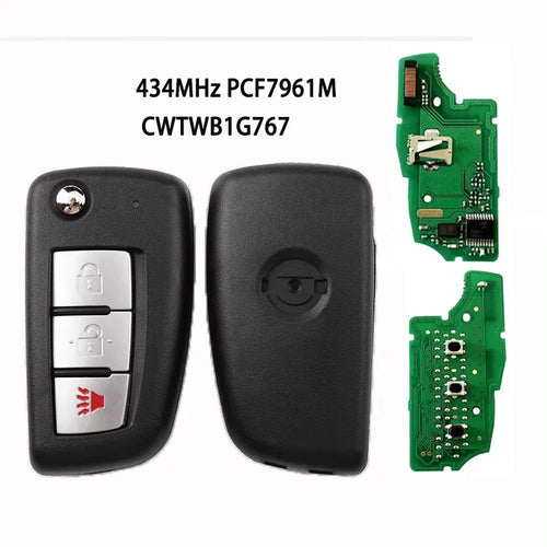 3 Buttons 433MHz 4A PCF7952E Flip Remote Key For Nissan Qashqai J11