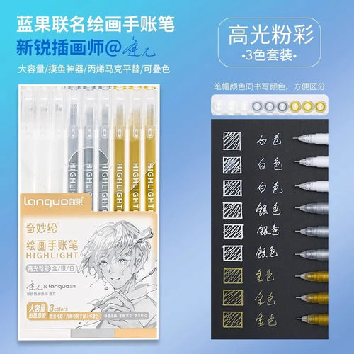 13Style 9pcs/set Multi-Color Pen Large-Capacity Color Handbook Pen Set