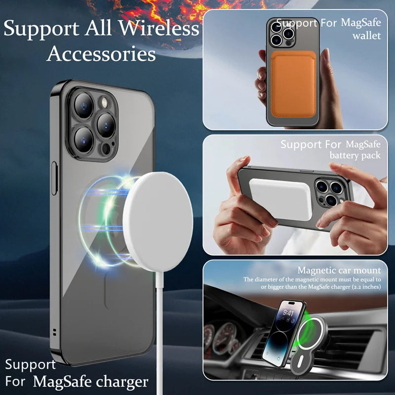 Fashion Plating Magnetic Soft Case For Magsafe For iPhone 15 14 Plus