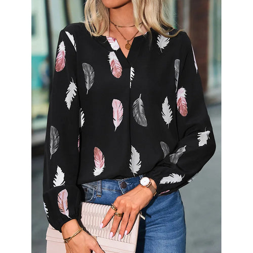 Fashion Woman Blouse Shirts For Women Stylish Top long Sleeve Feather