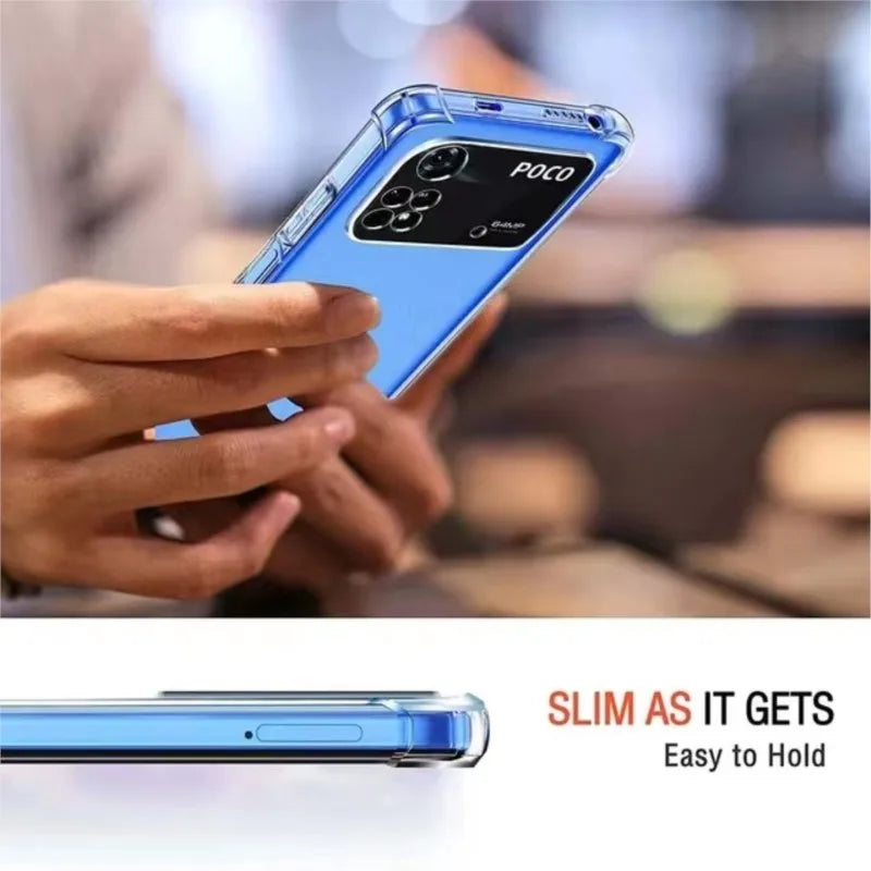 Thick Air-Bag Silicone Clear Phone Case for Xiaomi Poco M4 M5 M6 X3 X4