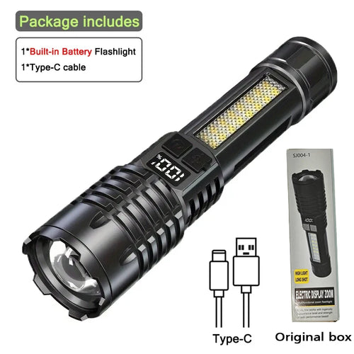 Portable Rechargeable High Power LED Flashlights With Display Screen