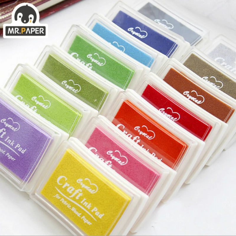 Mr Paper 15 Colors Inkpad Handmade DIY Craft Oil Based Ink Pad for