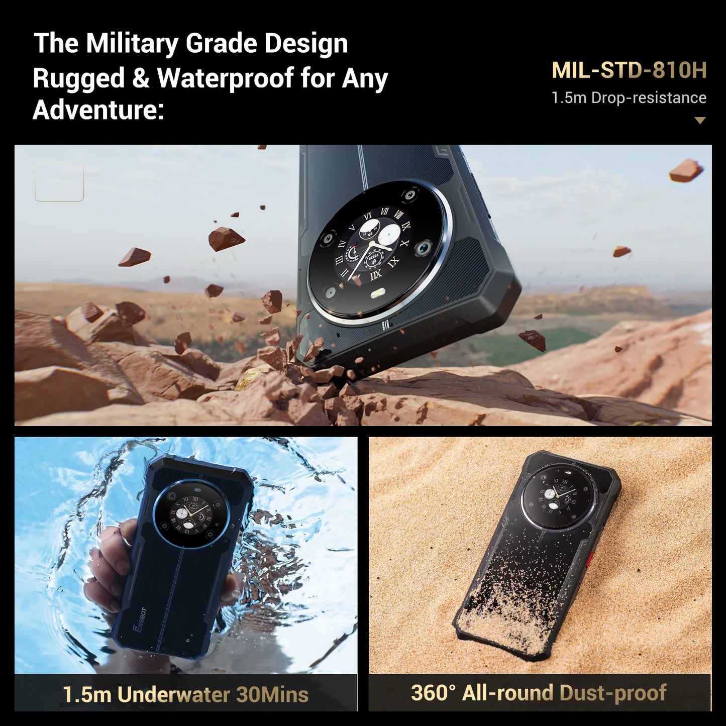 FOSSIBOT F109 Rugged Phone 10600mAh 6.745"HD+Smartphone Android 14