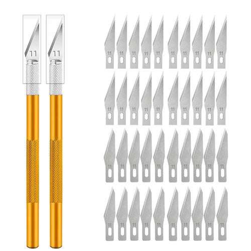 Engraving Non-Slip Metal Knife Kit + 40/10pcs #11 Blades Cutter Craft