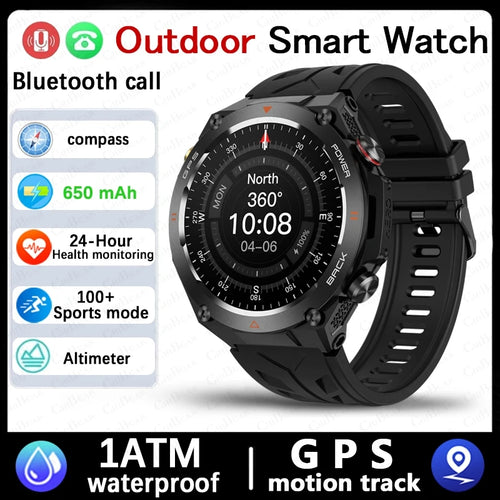For Huawei Xiaomi GPS Outdoor Military Smart Watch Men 5ATM Waterproof