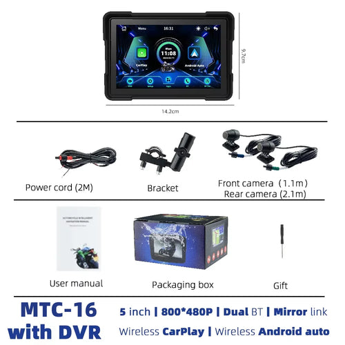 EKIY 5 inch Wireless CarPlay Moto Android Auto Portable Digital