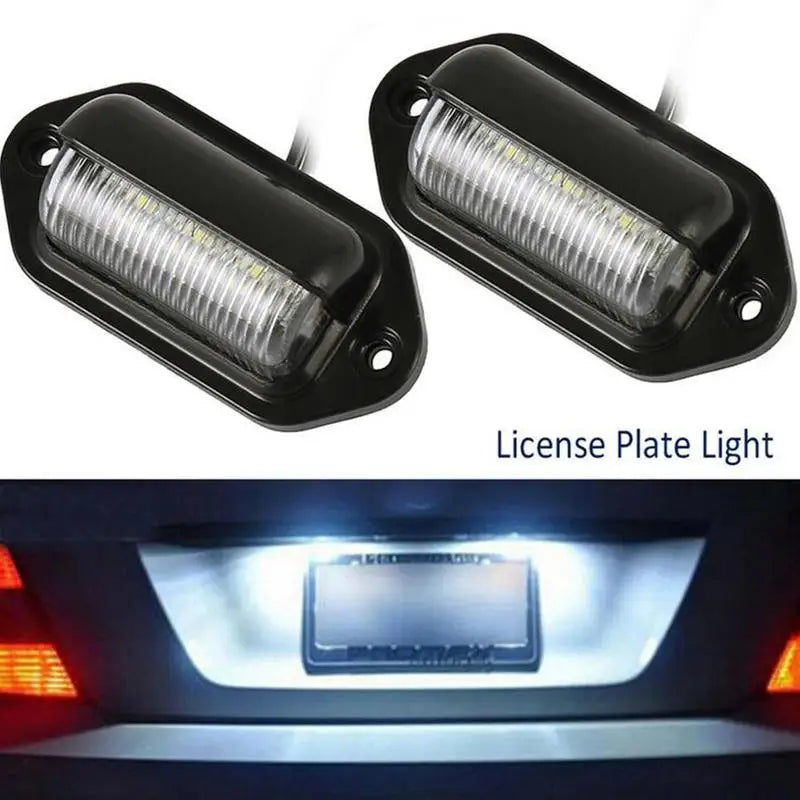 2PCS 6 LED Car License Number Plate Light For SUV Truck Trailer Van