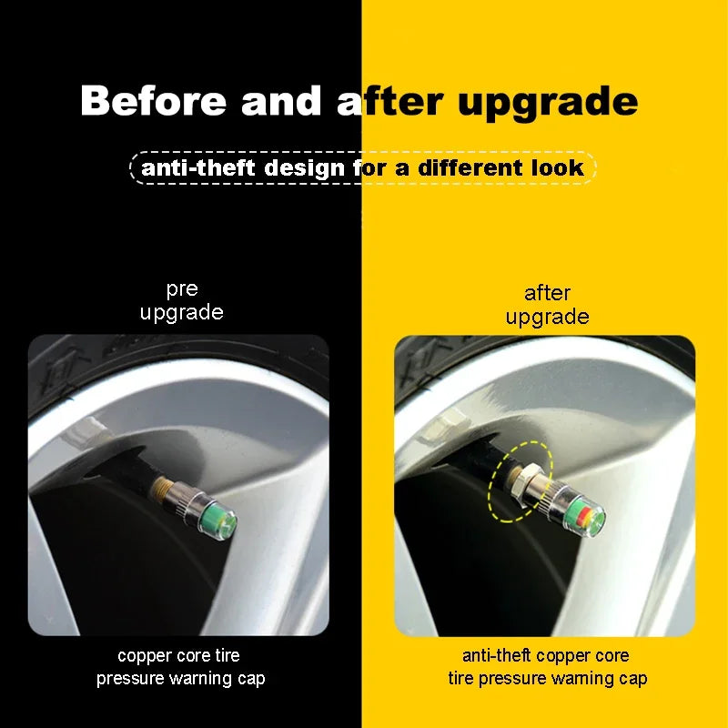 SEAMETAL 4pcs Car Tire Pressure Indicator Tire Pressure Gauge Alert