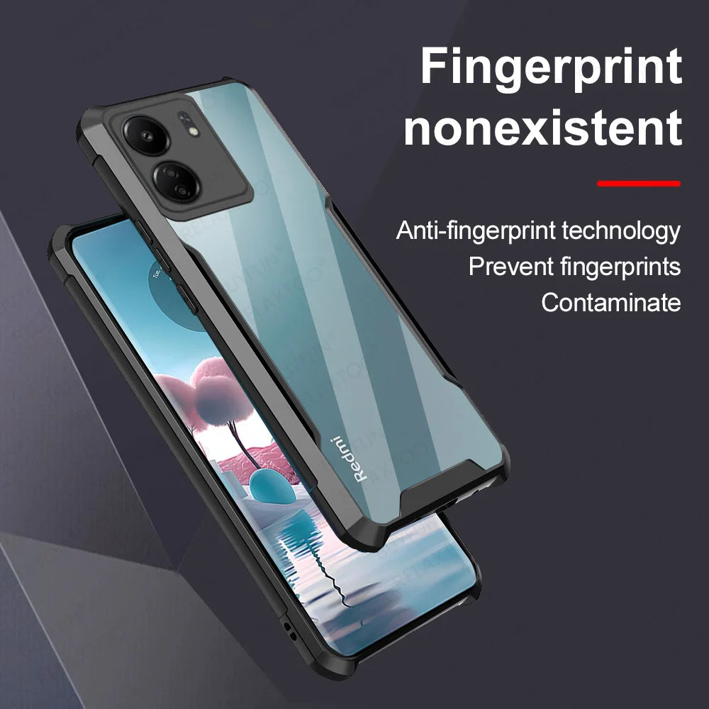 For Xiaomi Redmi 13C 14C Case Acrylic Transparent Armor Shockproof