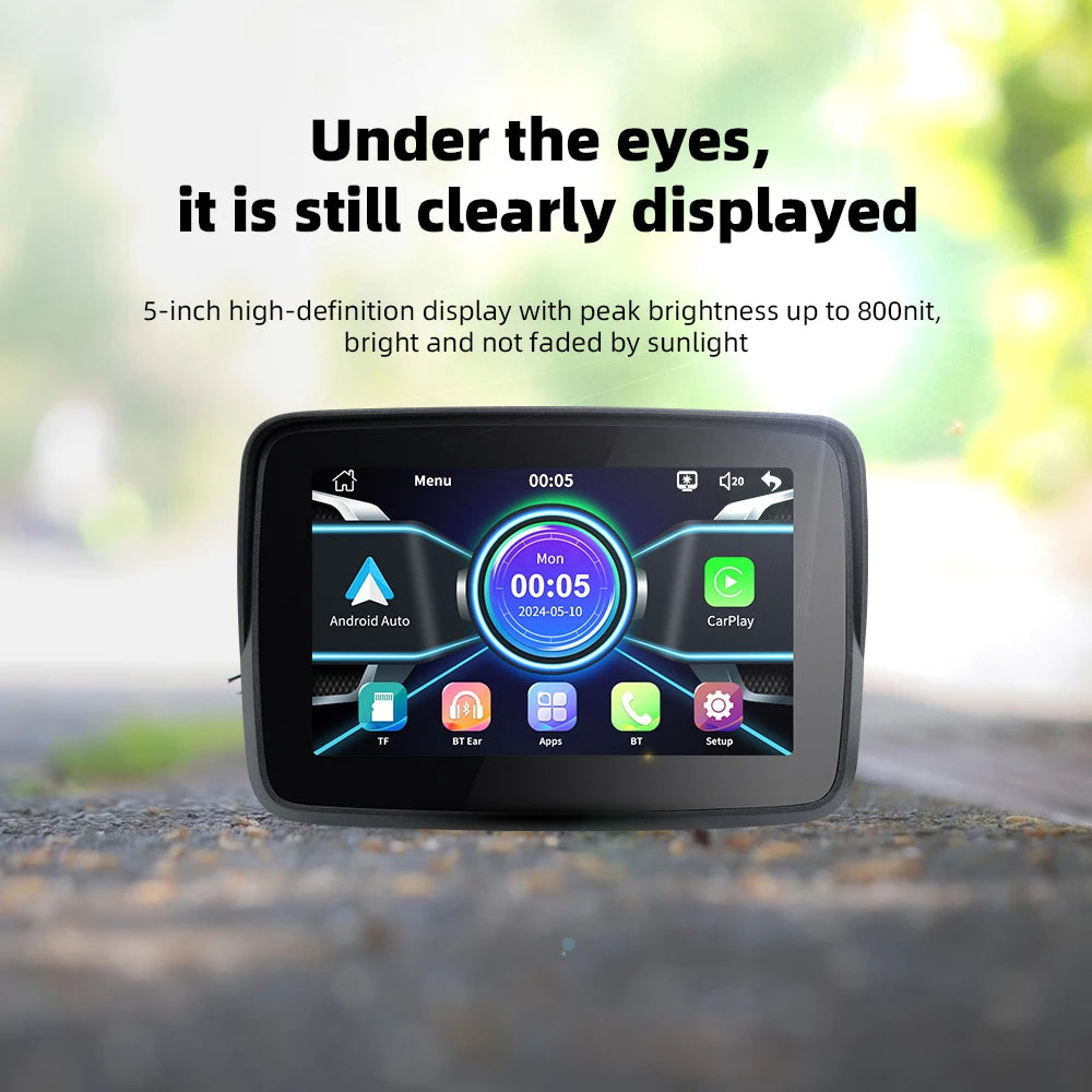 EKIY 5 inch Wireless CarPlay Moto Android Auto Portable Digital
