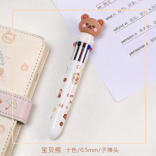 10 Colors Ballpoint Pen Cartoon Bear 0.5mm Colorful Ink Gel Pens
