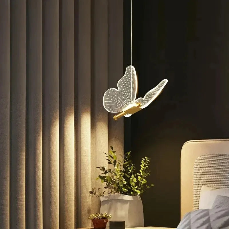 Nordic Butterfly Led Pendant Lamp Bedside Staircase Bedroom Hanging