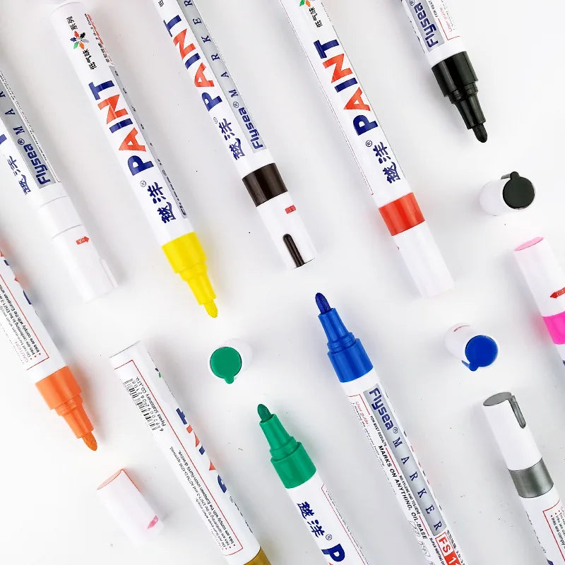 12 Color White Waterproof Rubber Permanent Paint Marker Drawing Car