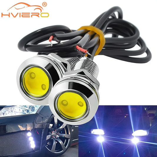 2Pcs Drl 18MM Car Eagle Eye Silver Shell DRL Led Daytime Running
