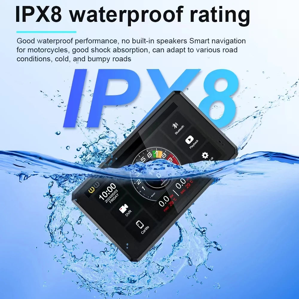 FOR Motorcycle Carplay Waterproof 1080P 5 Inch WiFi Wireless