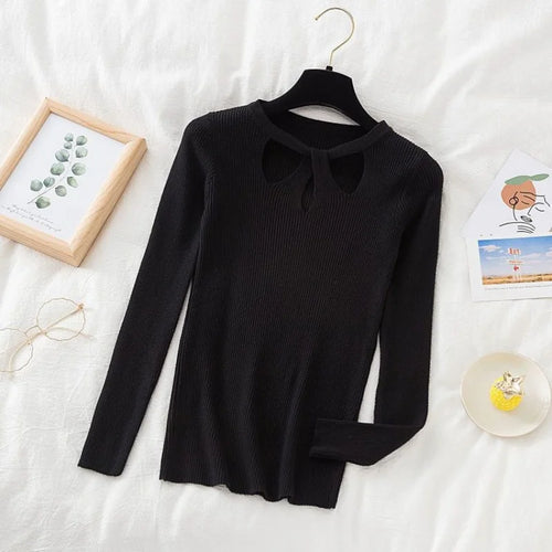 2024 Autumn Hollow Out Sexy Women Sweater Fashion Winter New Vintage