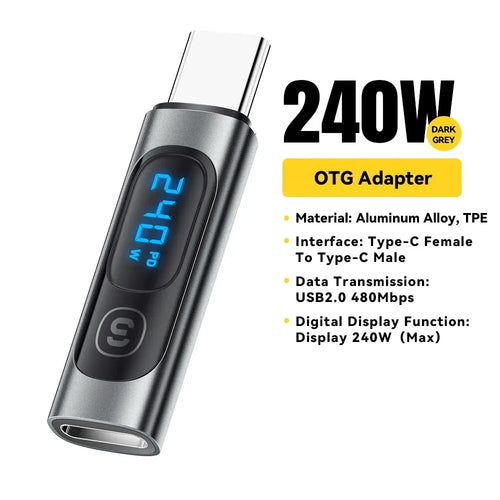 Essager USB 2.0 OTG Adapter 240W Fast Charging USB C To Type C Display