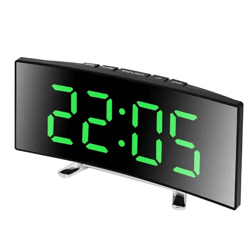 Creative Curved Electronic Clock, LED Large Screen Plug-in Battery