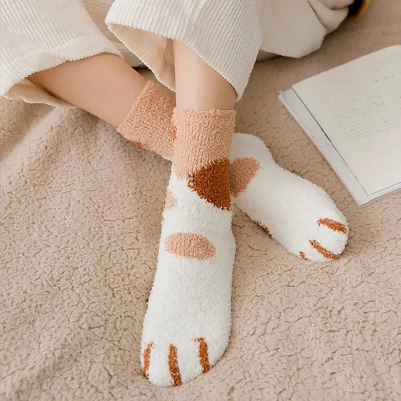 Plush Winter Funny Cute Style Animal Cat Paw Cartoon Pattern Women