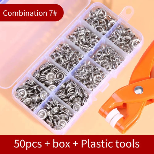 Snap Button Kit With Hand Pressure Pliers 50pcs 100pcs Snaps , Metal