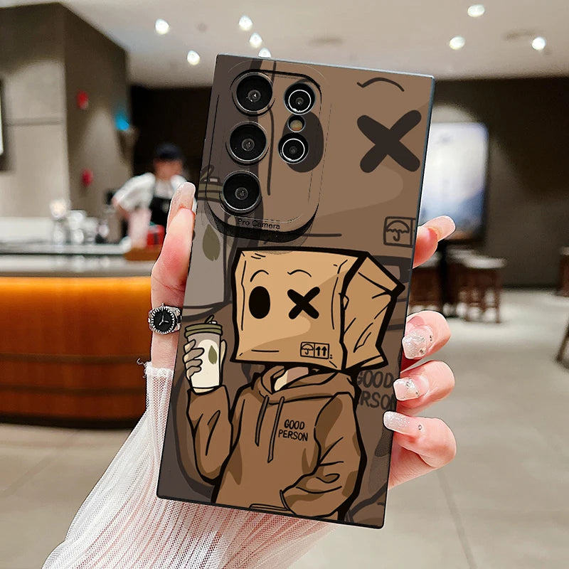 Paper Man Pattern Phone Case For Samsung Galaxy S24 S23 Ultra S22 Plus