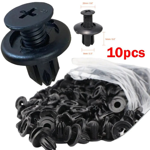 5/100pcs 8mm Plastic Rivets Fasteners Screw Car Bumper Fender Black
