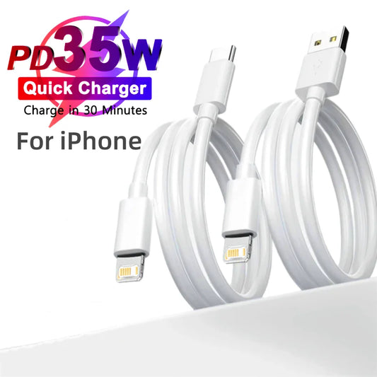 PD 35W USB Cable For iPhone 14 13 12 11 Pro Max 7 8 14 Plus XS XR Fast