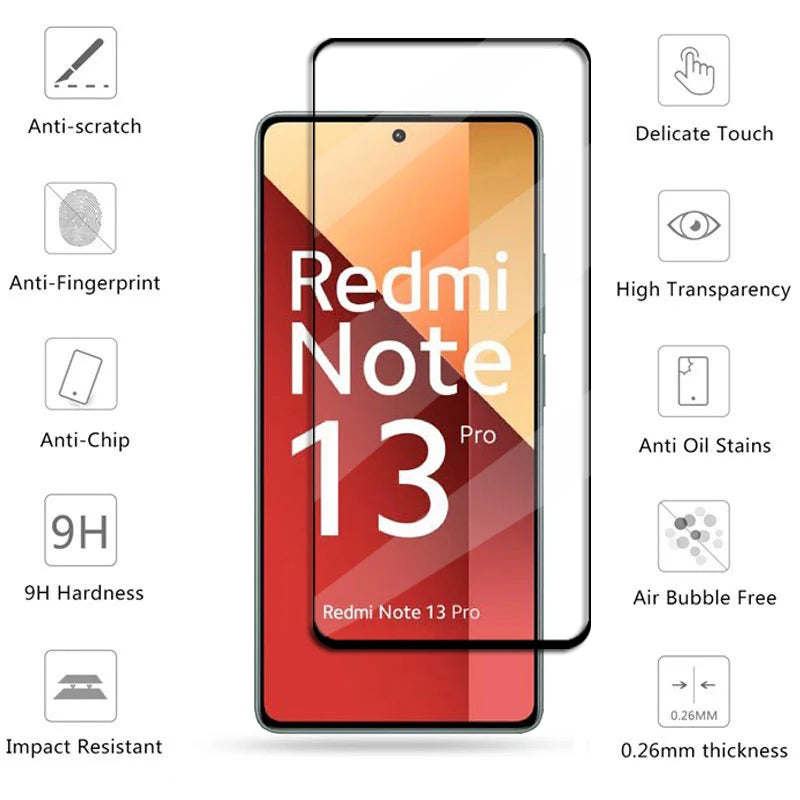6in1 Glass For Redmi Note 13 Pro Global Full Cover Tempered Glass
