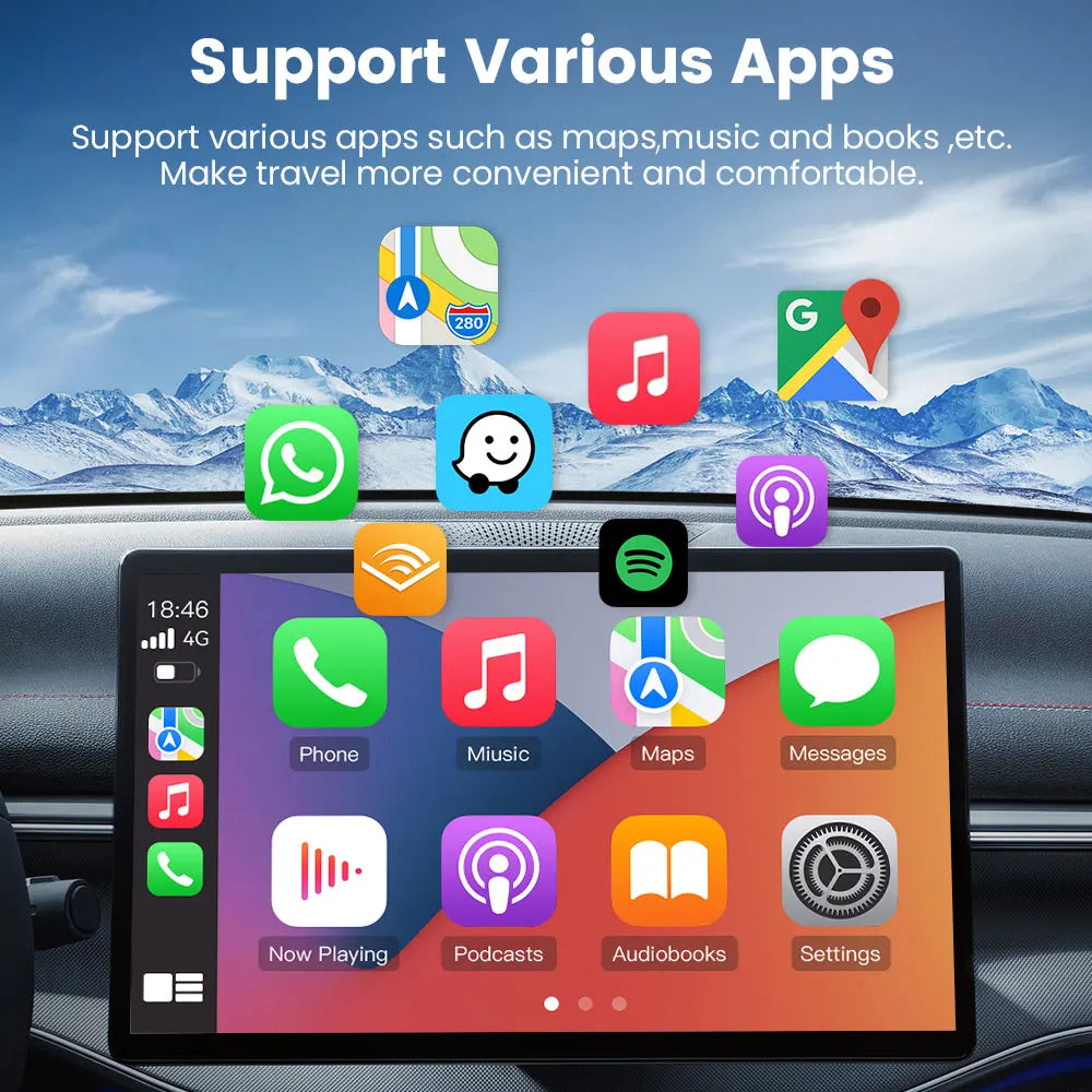 TIMEKNOW 2 in 1 Wireless CarPlay Android Auto Adapter Apple Car play