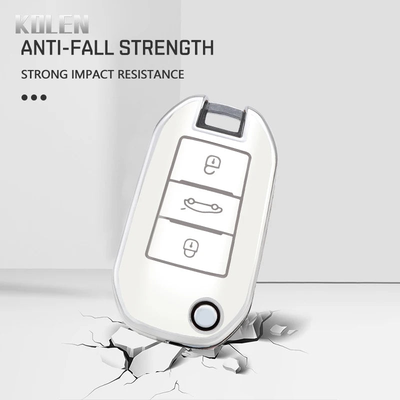 TPU Car Flip Key Case Cover Shell Fob For Peugeot 208 3008 308 508 408