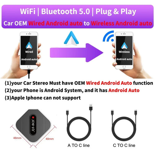Car Mini AI Box for Apple Carplay Android auto Wireless Adapter Car