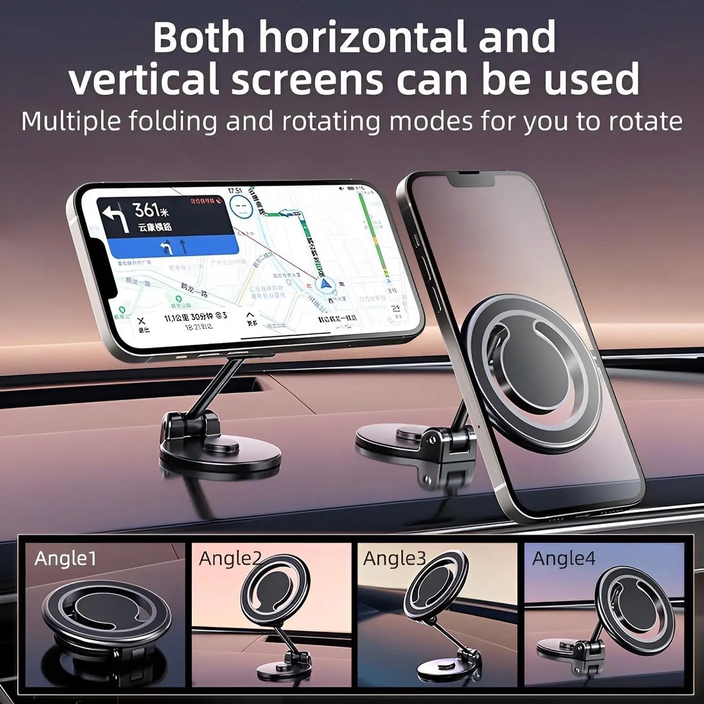 1080 Rotate Magnetic Car Phone Holder Stand Magnet Car Mount Support