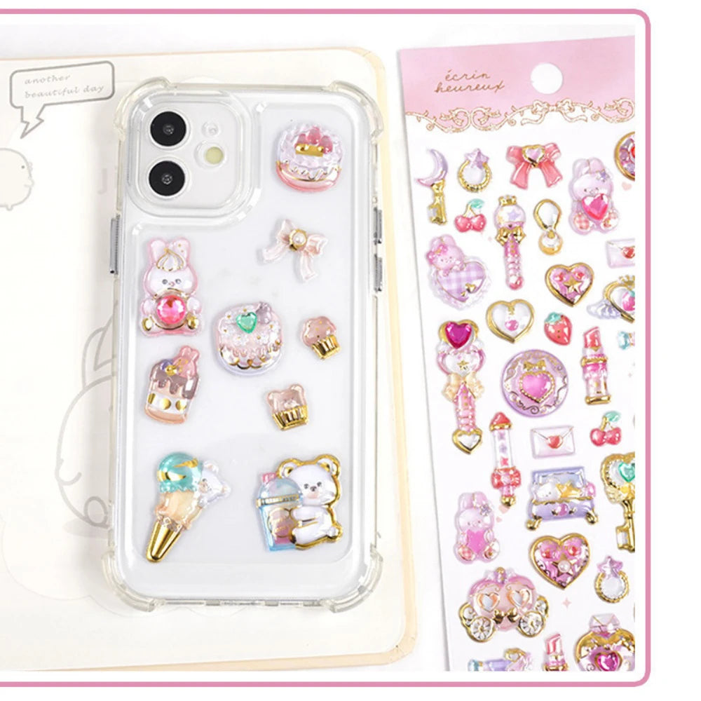 Creative Drop 3D Relief Stickers Candy Ghost Rabbit DIY Crystal