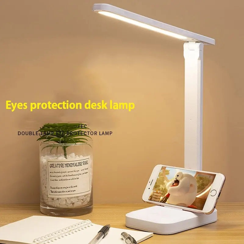 LED Touch Switch White Folding Desk Lamp Bedroom Bedside Study Reading
