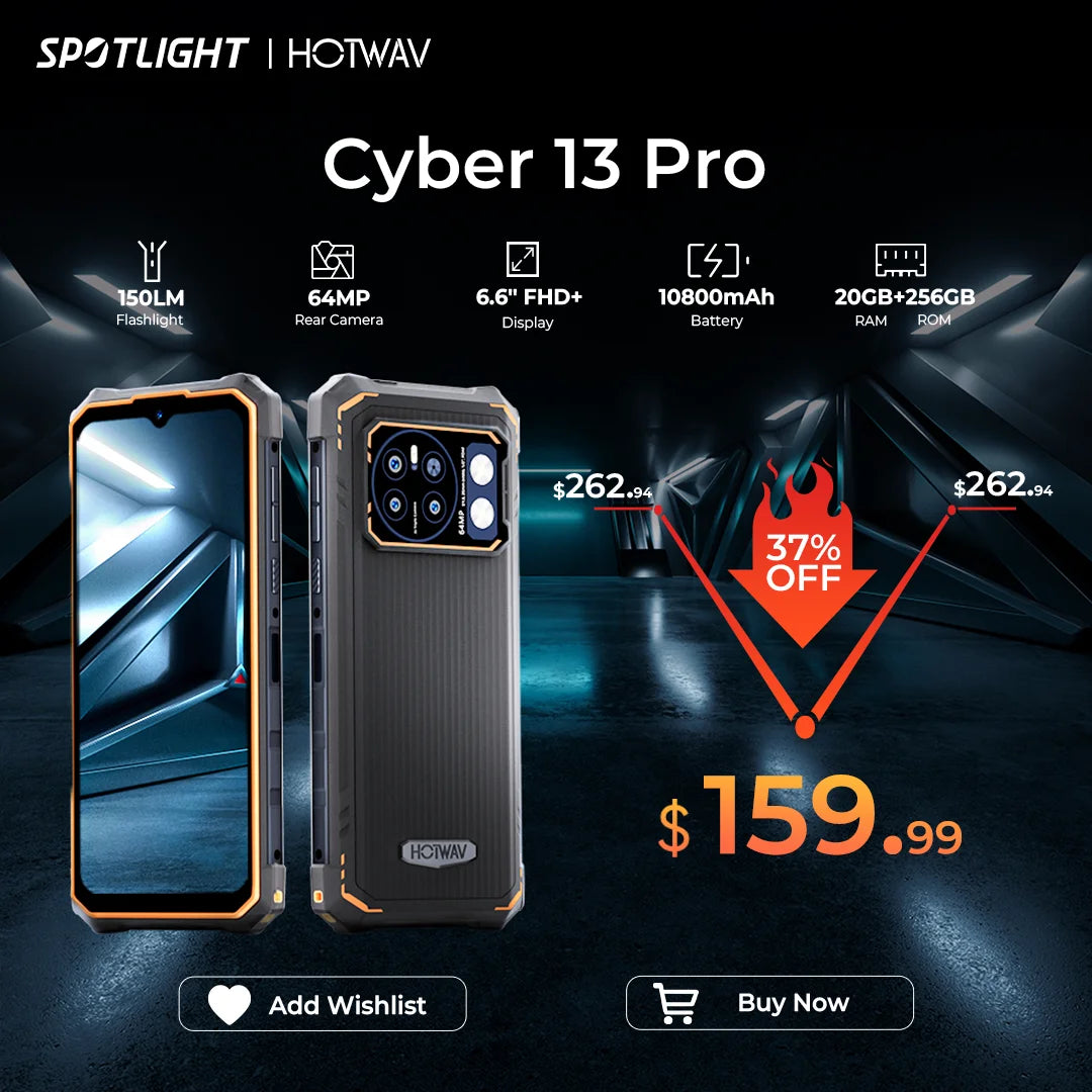 [World Premiere] HOTWAV Cyber 13 Pro 150LM Flashlight 20GB+256GB 6.6''