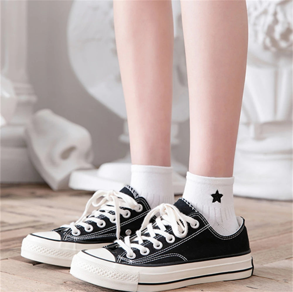 New Cute Embroidery Glitter Love Heart Moon Star Smile Face Socks Soft