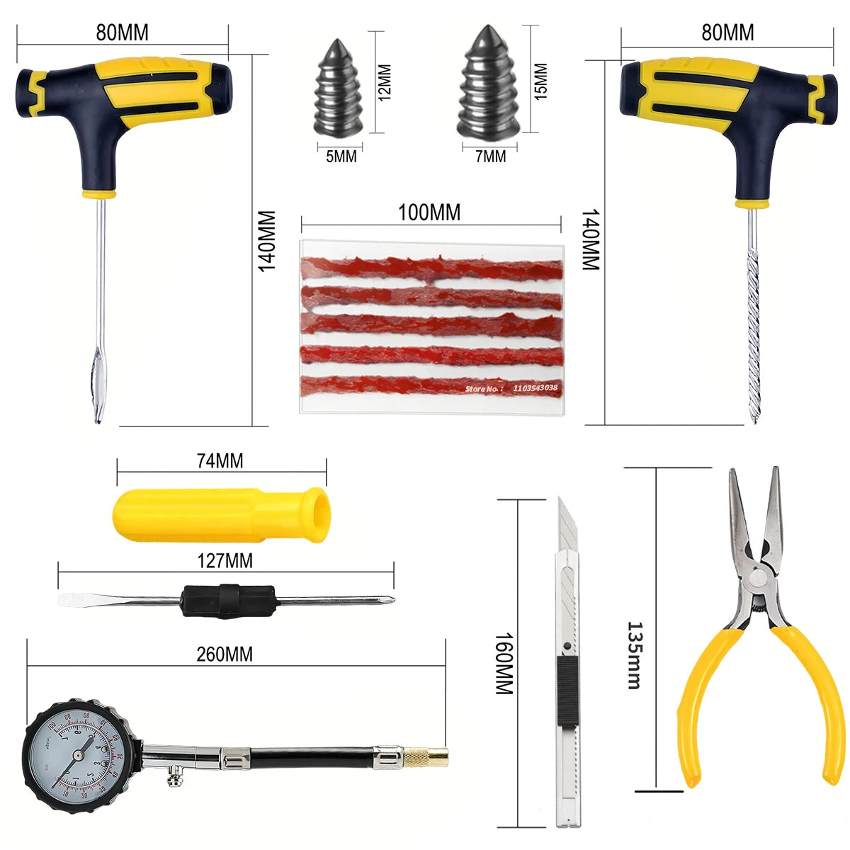 Car Tire Repair Kit Puncture Plug Tools Tyre Puncture Emergency for