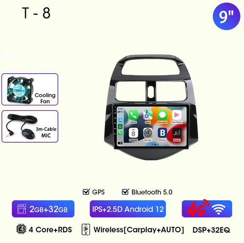 JMCQ 9" Car Stereo Radio For Chevrolet Spark Beat Matiz Creative 2010