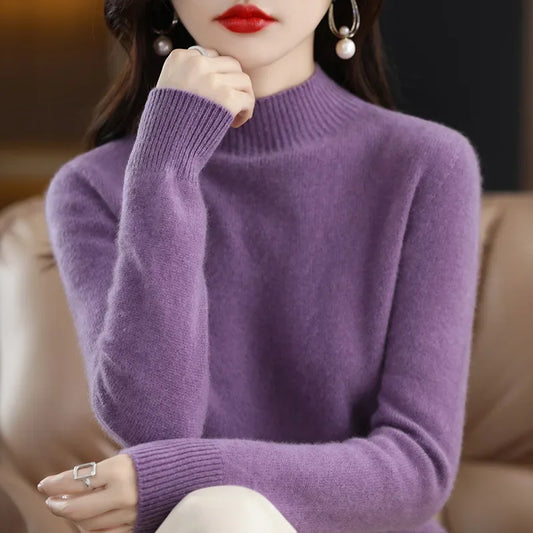 Autumn Winter Women Sweater Korean Fashion Warm Bottoming Shirts Half